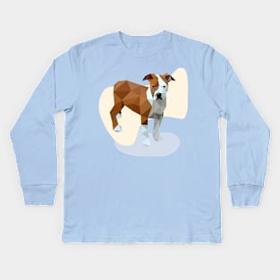 Bull Dog Low Poly Geometric Kids Long Sleeve T-Shirt